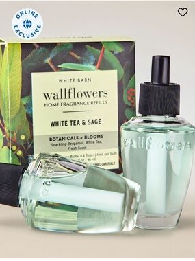 “WHITE TEA & SAGE” by B&BW, 2-Pack Wallflowers Home Fragrance Refills, NEW + BOX